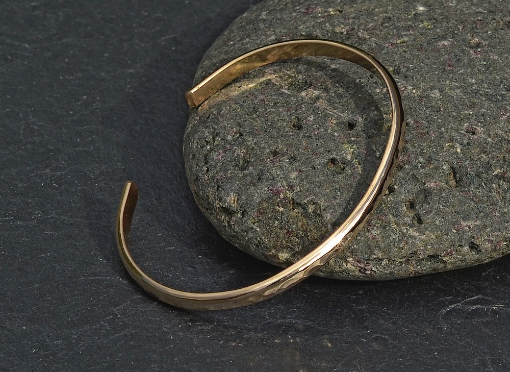 dainty gold filled hammered cuff bracelet