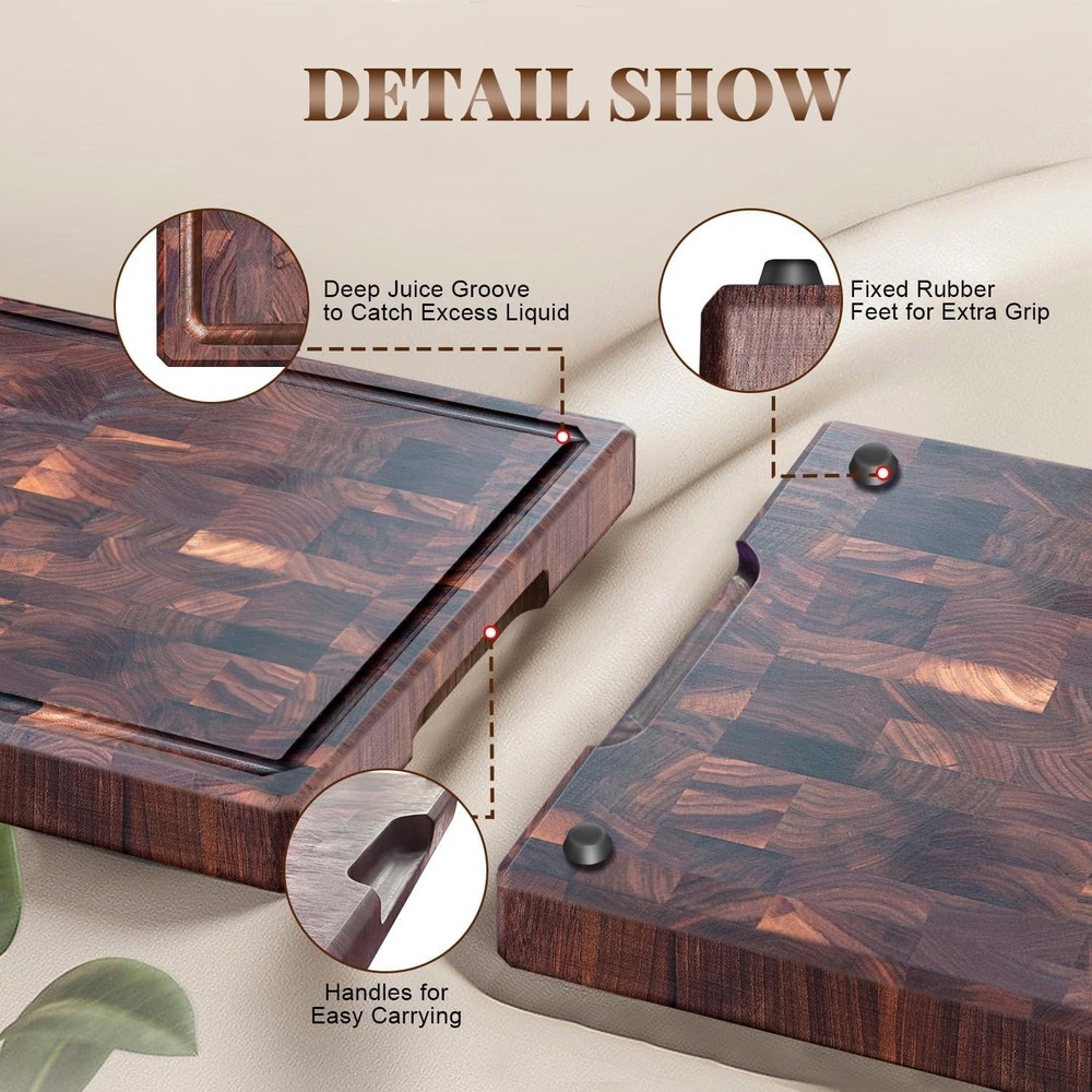 Large Black Walnut Cutting Board Premium Walnut Chopping Board for Kitchen with
