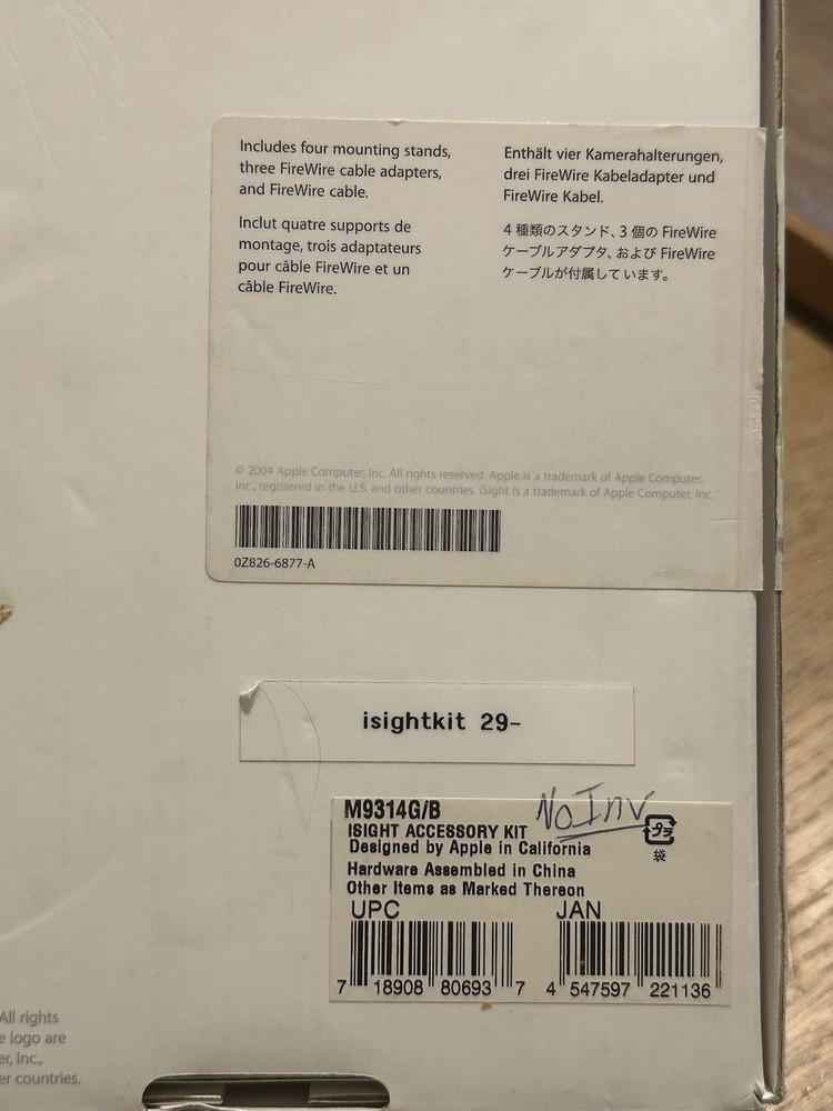 Apple iSight Accessory Kit with Original Box - M9314G/B