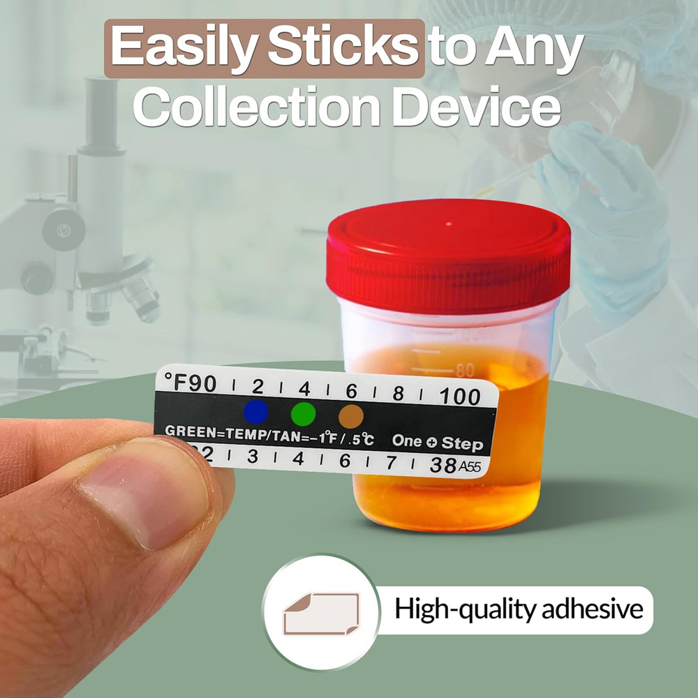 One Step Urine Temperature Test Strips, 100 X Stick on Thermometer Strips