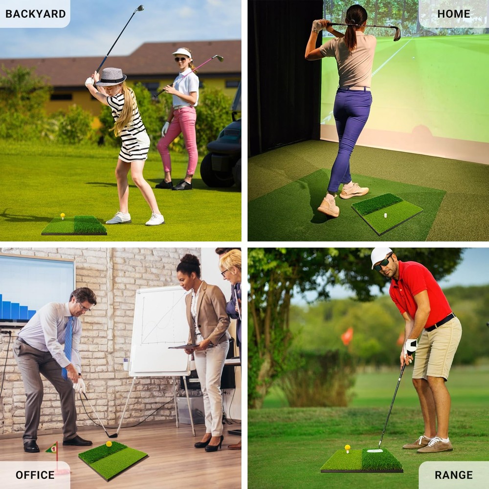 Portable & Foldable Golf Practice Mat – Dual-Turf Golf Hitting Mat for Indoor...