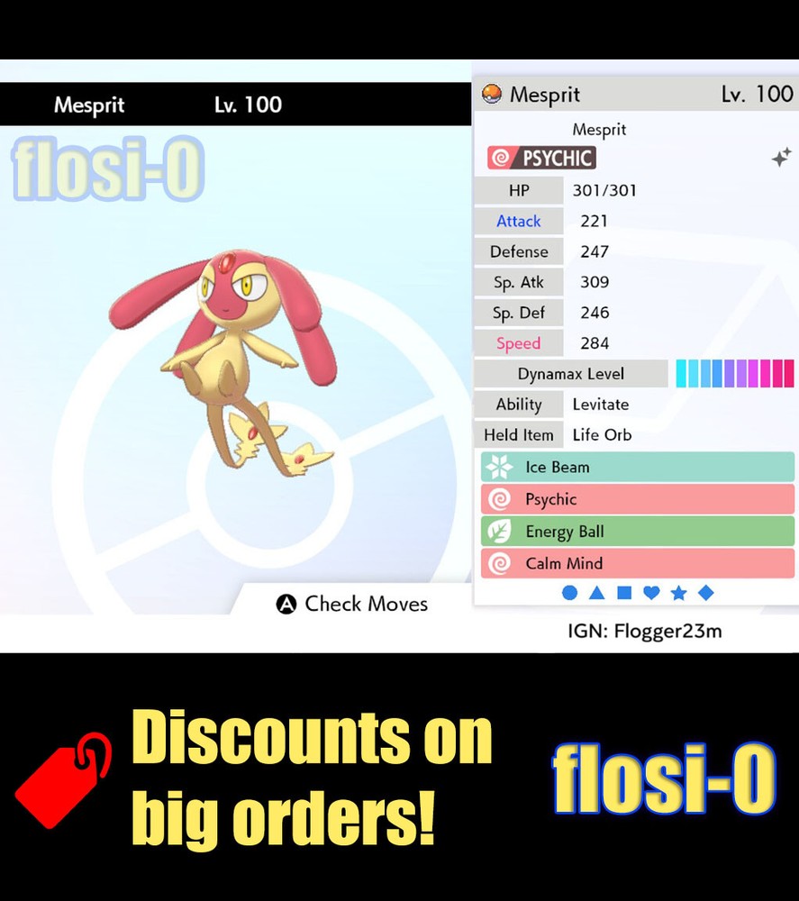 Pokemon Sword and Shield 6IV Shiny Mesprit