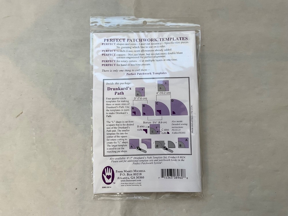 Marti Michell Perfect Patchwork Templates Drunkard's Path Set #8960