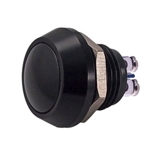 URTONE Momentary Push Button Switch, UR123, 1NO SPST DC/AC 36V 2A Black