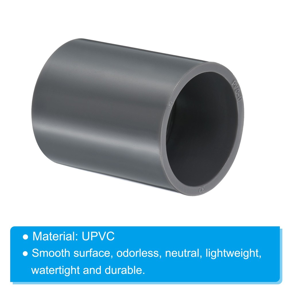 UPVC Pipe Fitting 1.26" Socket, 6pcs Straight Joint Adapter Connector, Grey