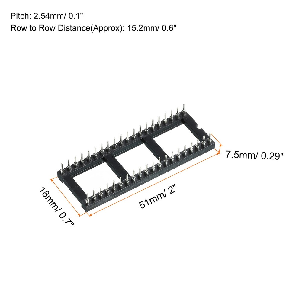 DIP IC Chip Socket Adapter Round Pin 40P 2.54mm Pitch IC Socket,10 Pack
