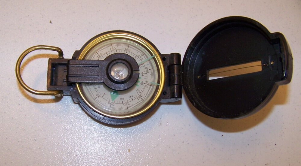 Vintage Black Engineer Lensatic Military Style Directional Compass