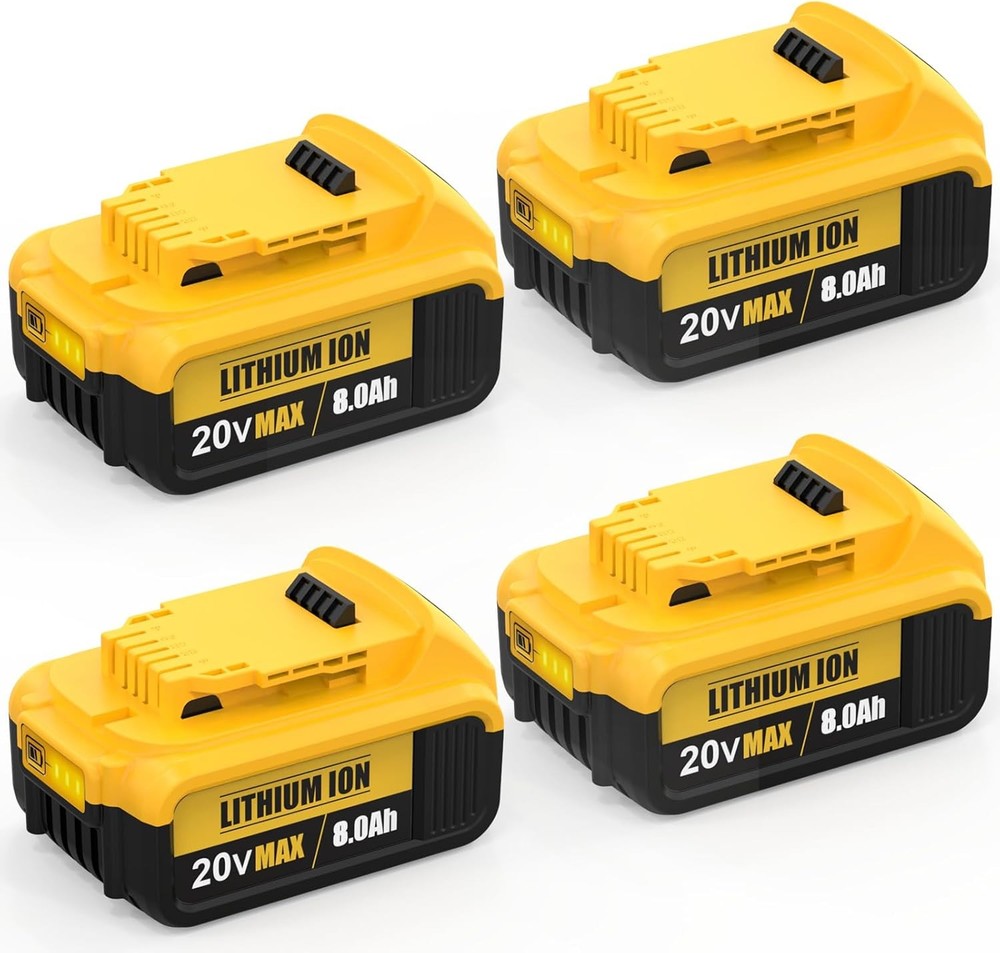4-Pack 8.0Ah Replace for Dewalt 20V Max Battery 20V Lithium-ion DCB201 DCB200