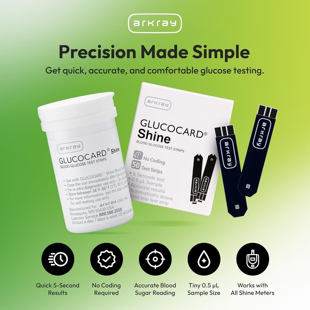 ARKRAY Blood Glucose Strips – No Coding Required, Fast 5-Second Results, 0.5...