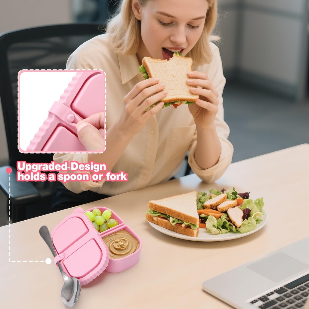 Alphatool Reusable Silicone Snack Containers - 8.5Oz 2 pink green