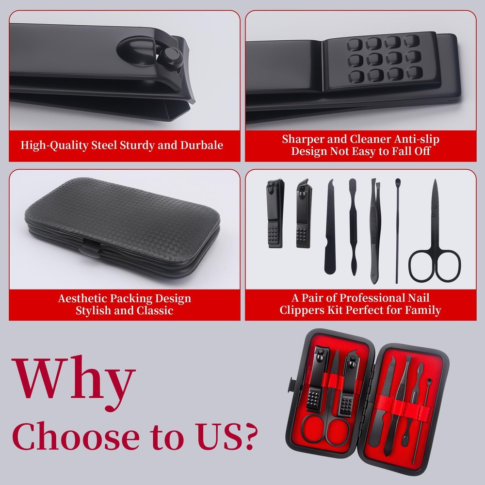 Manicure Set Stocking Stuffers for Men, Easter Basket Black