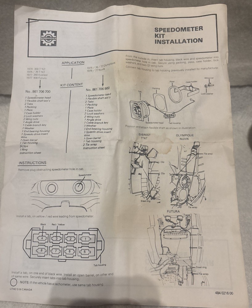 Bombardier Snowmobile Speedometer Kit NOS