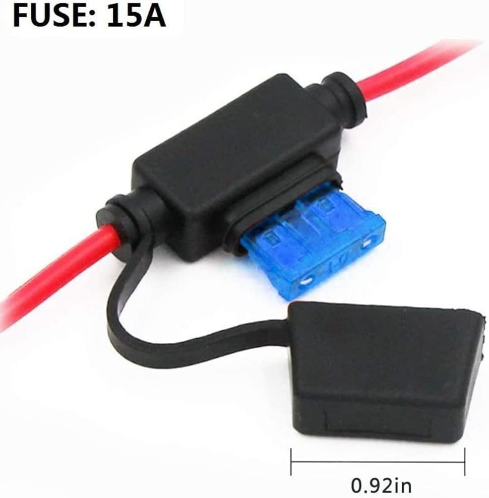 Water-Resistant 6FT Cigarette Lighter Extension Cable with 15A Protective Fuse