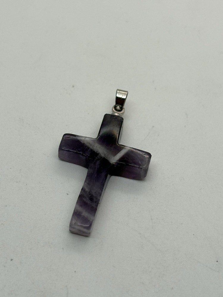 HANDMADE AMETHYST GEMSTONE CROSS RELIGIOUS PENDANT
