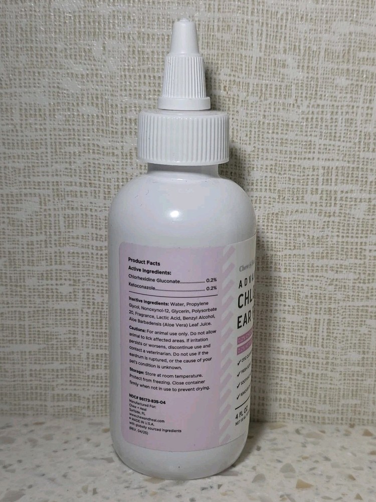 Chew + Heal Chlorhexidine Ear Flush Otic Cleansing Solution For Dogs 08/2028