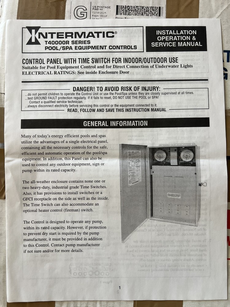 Intermatic T40004RSS Pool spa timer Electric Panel 125 AMP