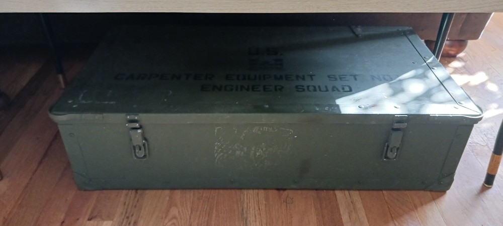 Vintage Army Trunk. 60s Tool Trunk. Military Construction Engineering Case