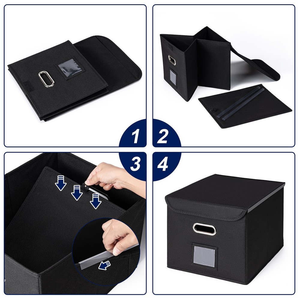 File Organizer Box with Lid, Large Hanging File Folder Organizer with Plastic...