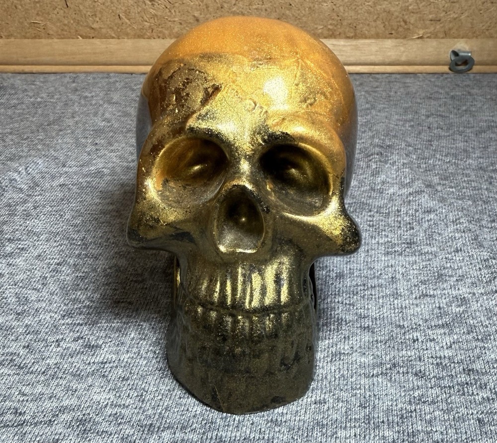 Decorative Gold Skull Figurine. Hard Plastic