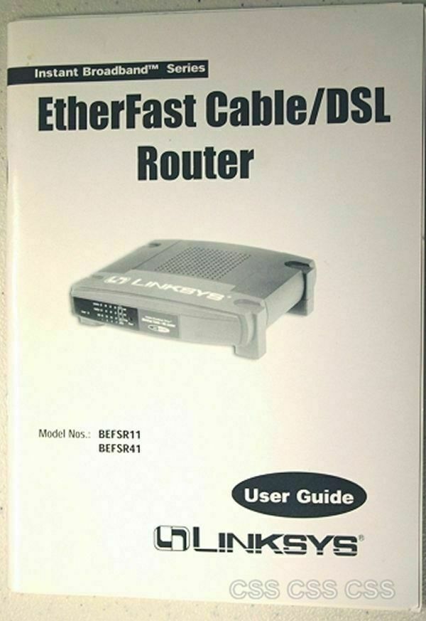 Linksys Etherfast Cable DSL Router Model BEFSR41 w/ 4-Port Switch, Transformer