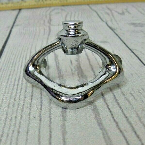 Vintage Chrome Small MidCentury Modern Deco Hardware Cabinet Handle Drawer Pull