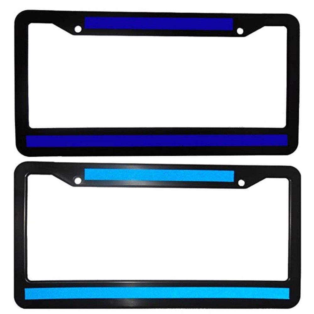 Thin Blue Line Plate Tag and Frame Kit - Thin Blue Line License Plate Reflective