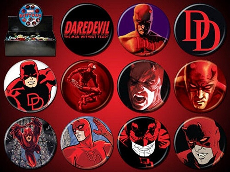 Marvel Comics Daredevil Metal Comic Art Button Assortment of 144 NEW BOXED