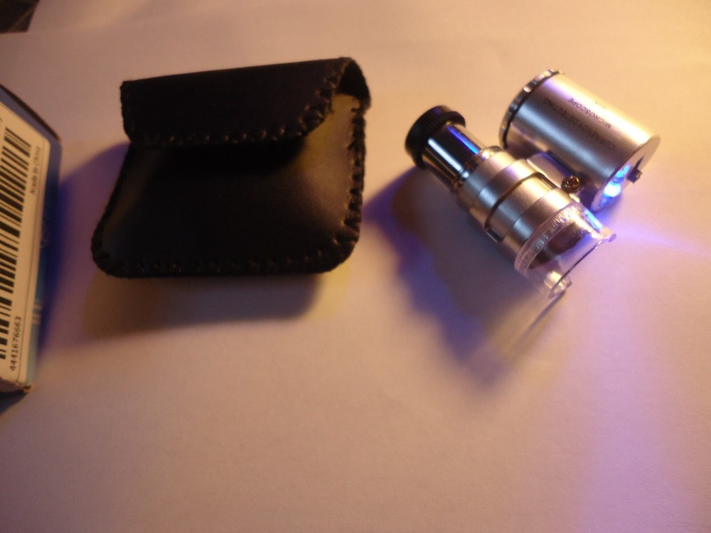 1- 60x microscope blue light white light with cases pocket size #lot.
