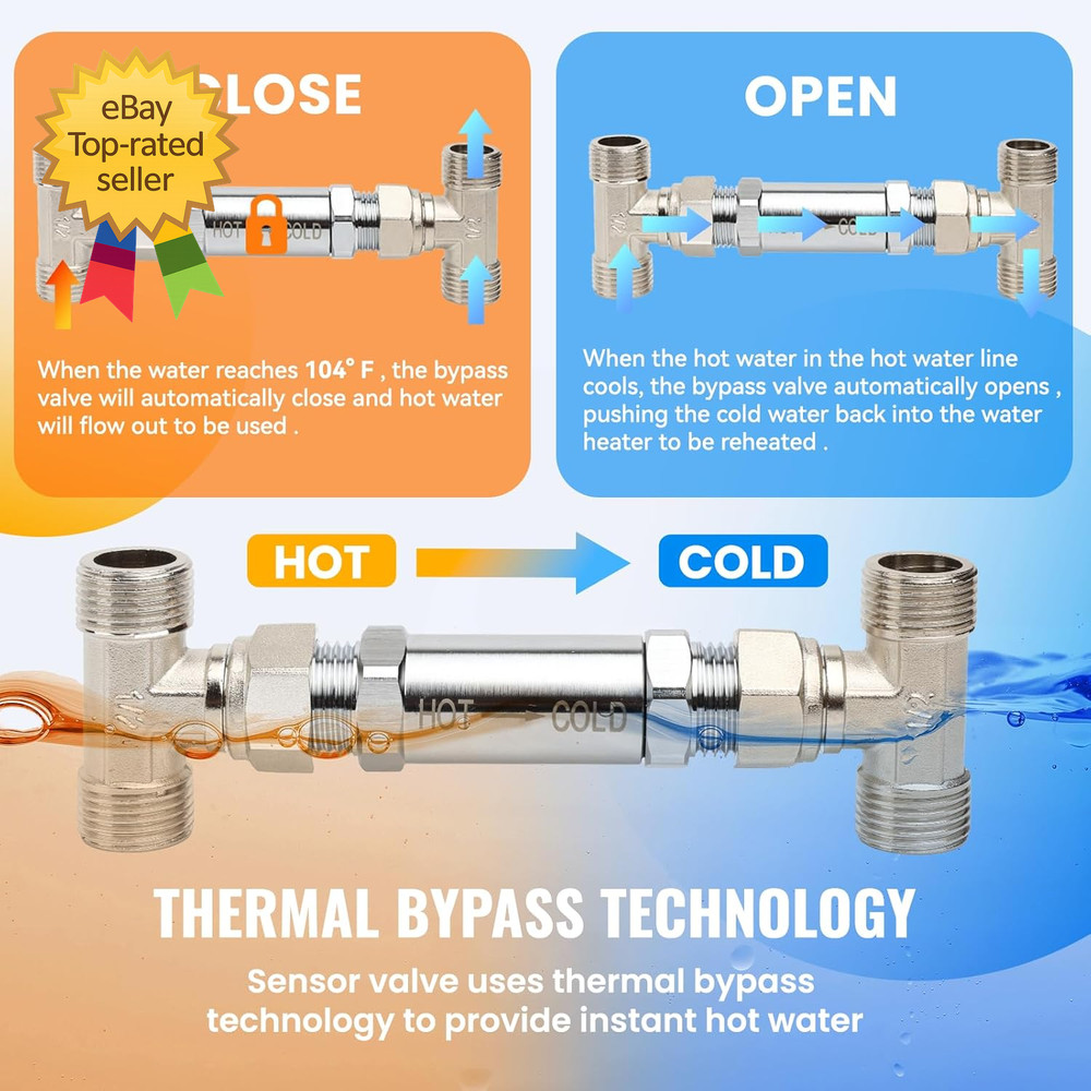 Hot Water Recirculating Pump Recirculation System 25 Watts Programmable Timer