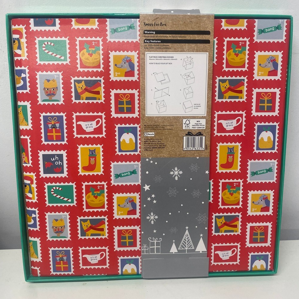 Wilko Cardboard Christmas Eve Box Square Flat Pack Delivery Large Box