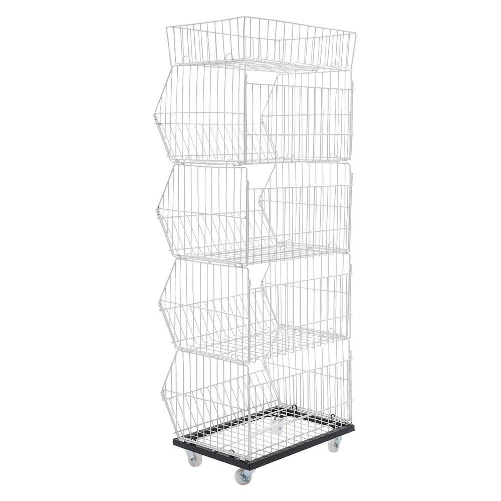 5 Tier Wire Grid Retail Display Shelf Merchandise Display Rack Stand with Wheels