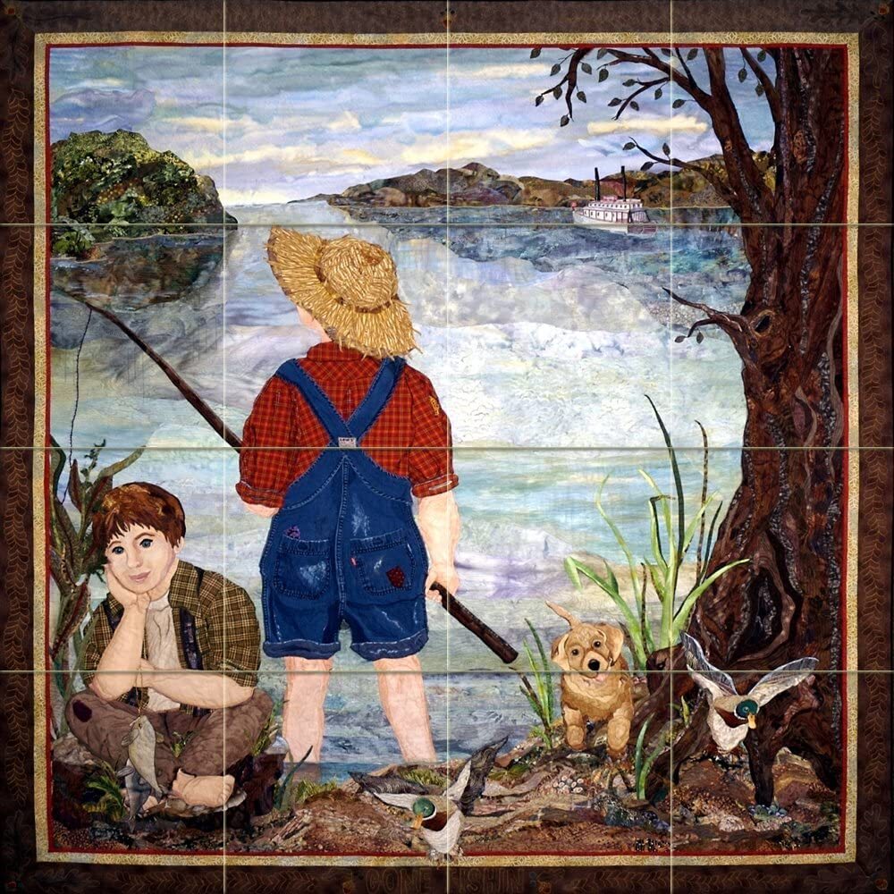 Tile Mural Gone Fishin K. McNeil Kitchen Bathroom Wall Backsplash Marble Ceramic