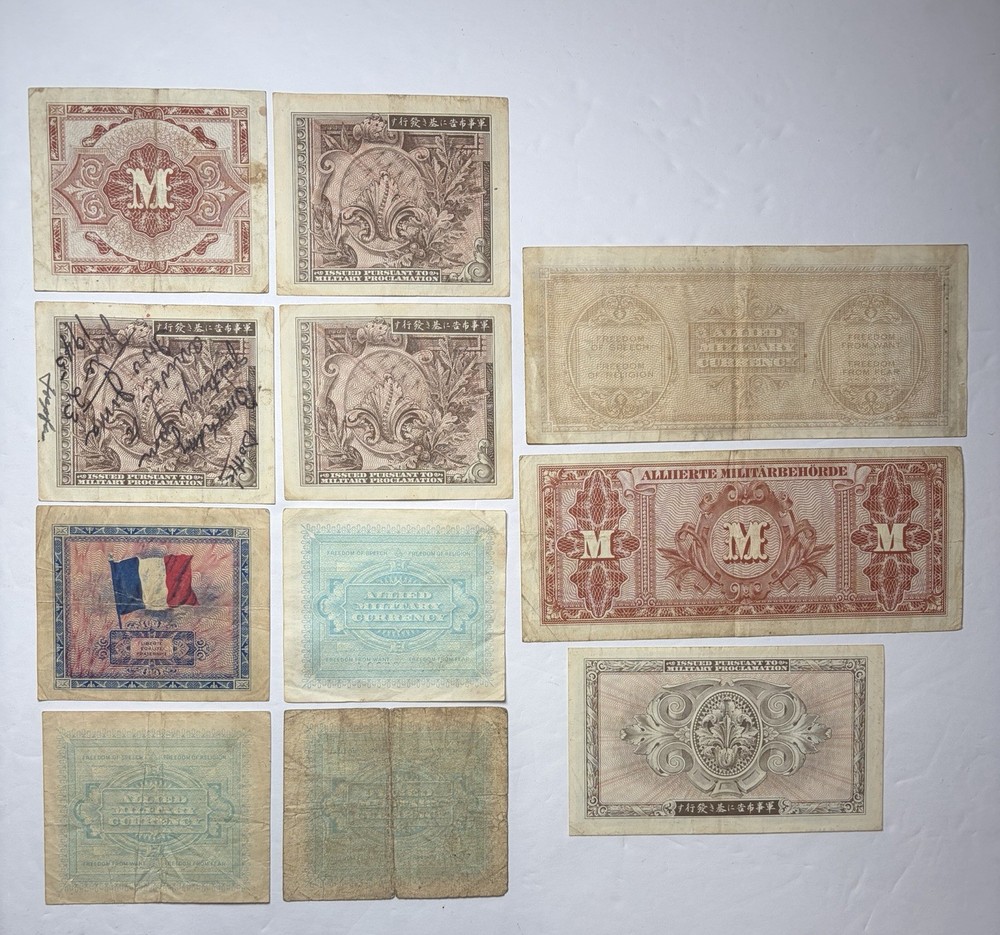 WWII Military Currency Lot (11 Notes)