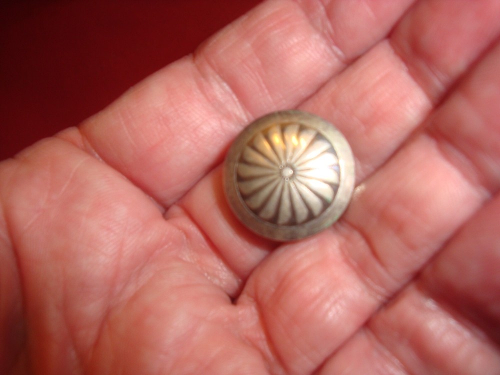 Vintage Native American Silver Button cover with Flower design