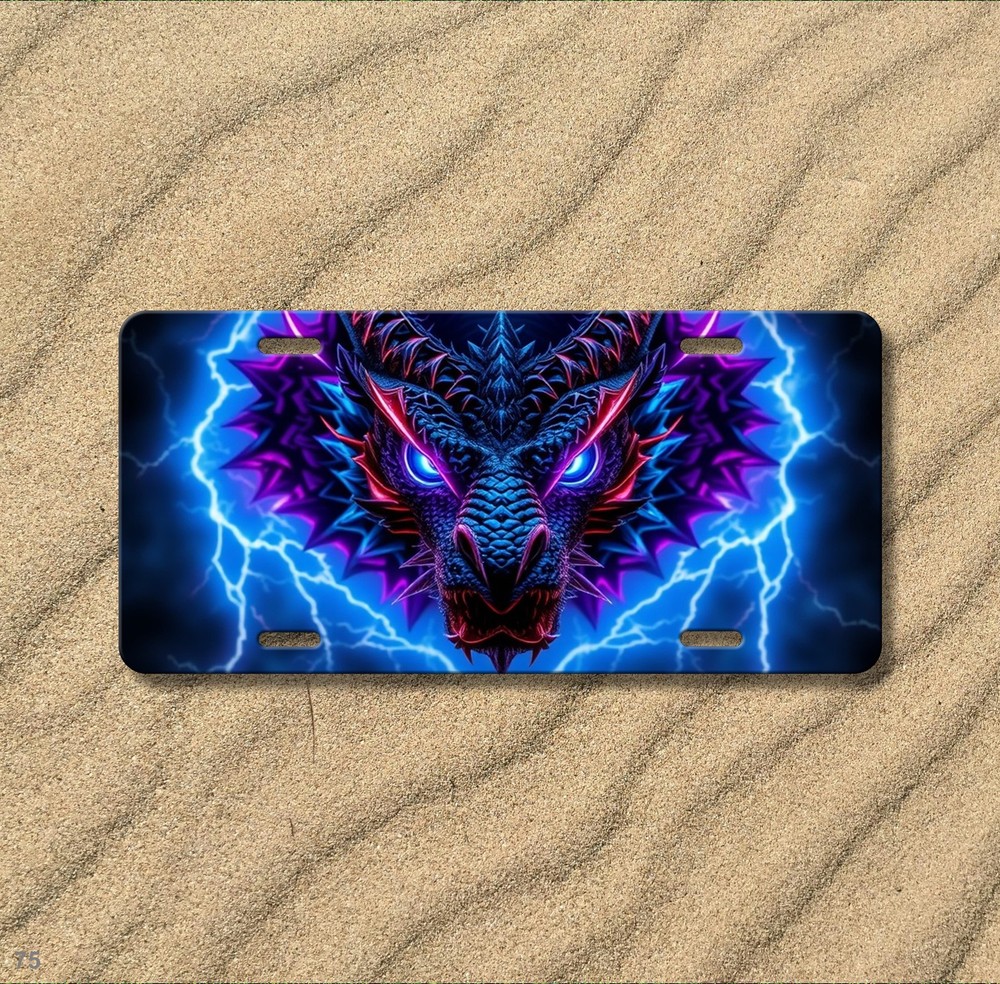 Dragon License Plate Elemental Dragon Artwork Add Custom Text Decor Plate