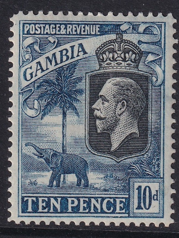 GAMBIA GV SG133, 10d blue, Mounted MINT.