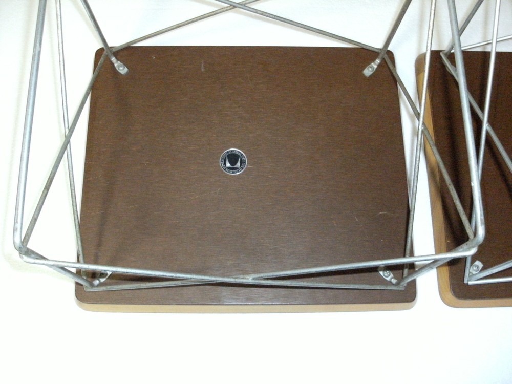 (2) Early Herman Miller Eames Wire Base Low Table's ~ Walnut