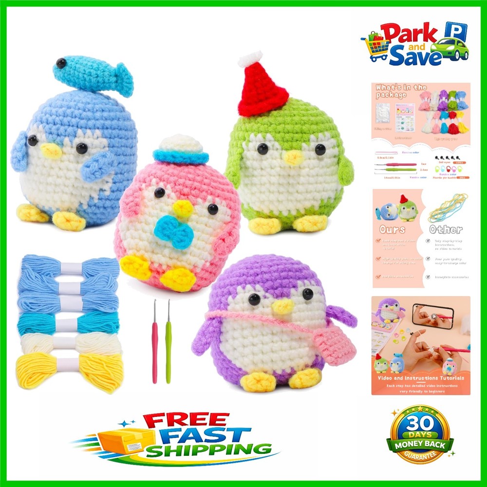 Adorable Penguin Crochet Kit for Beginners – Includes Yarn, Hooks, and Tutorials