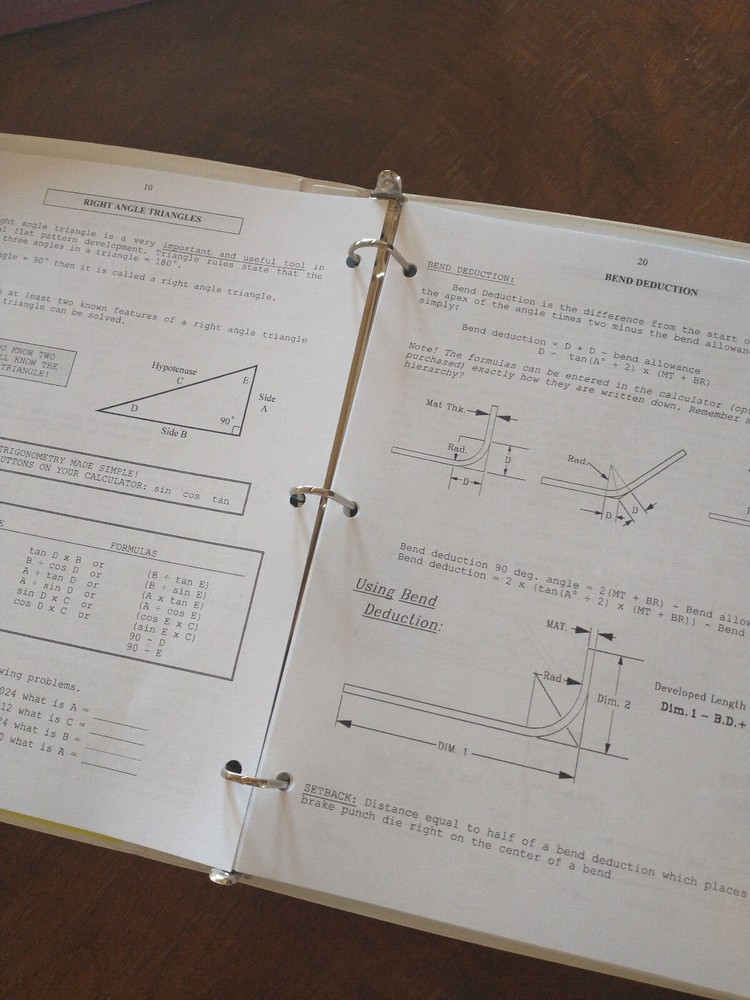 DVC Planners Precision Sheet Metal Layout Manual #1, flat pattern training! Trig