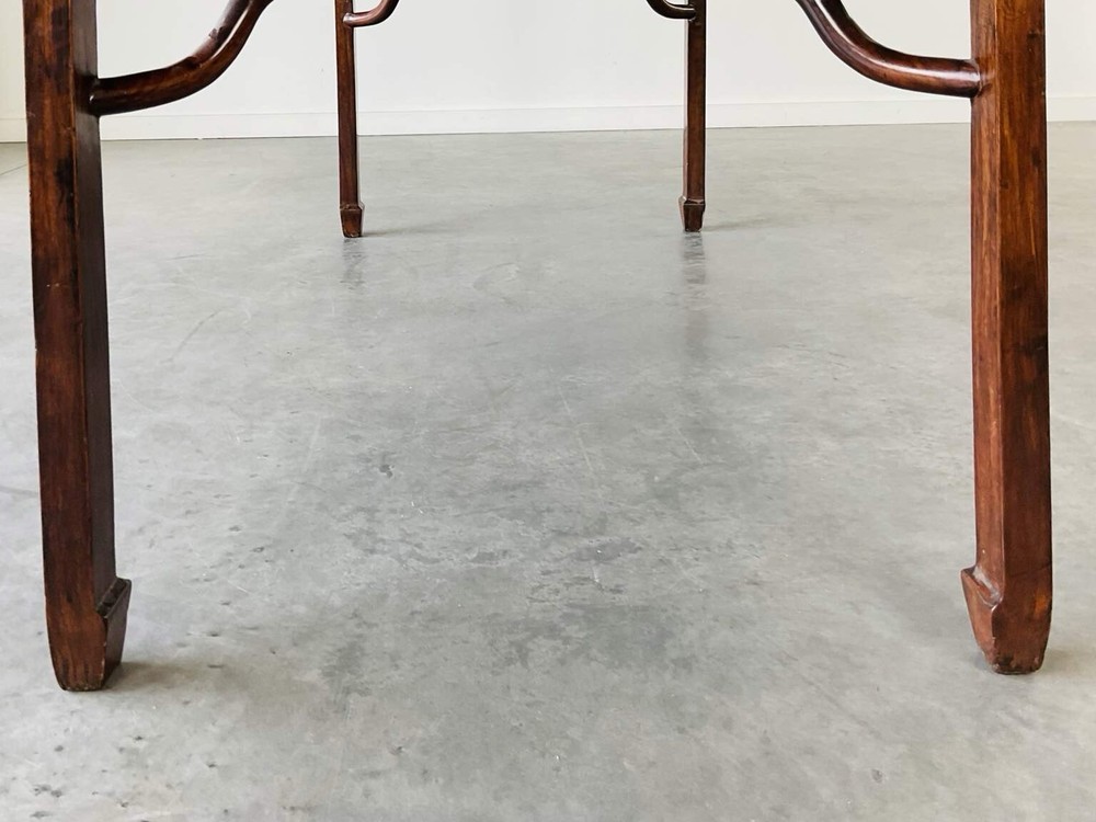 Antique Wood Dinning Table With Beveled Glass Tabletop