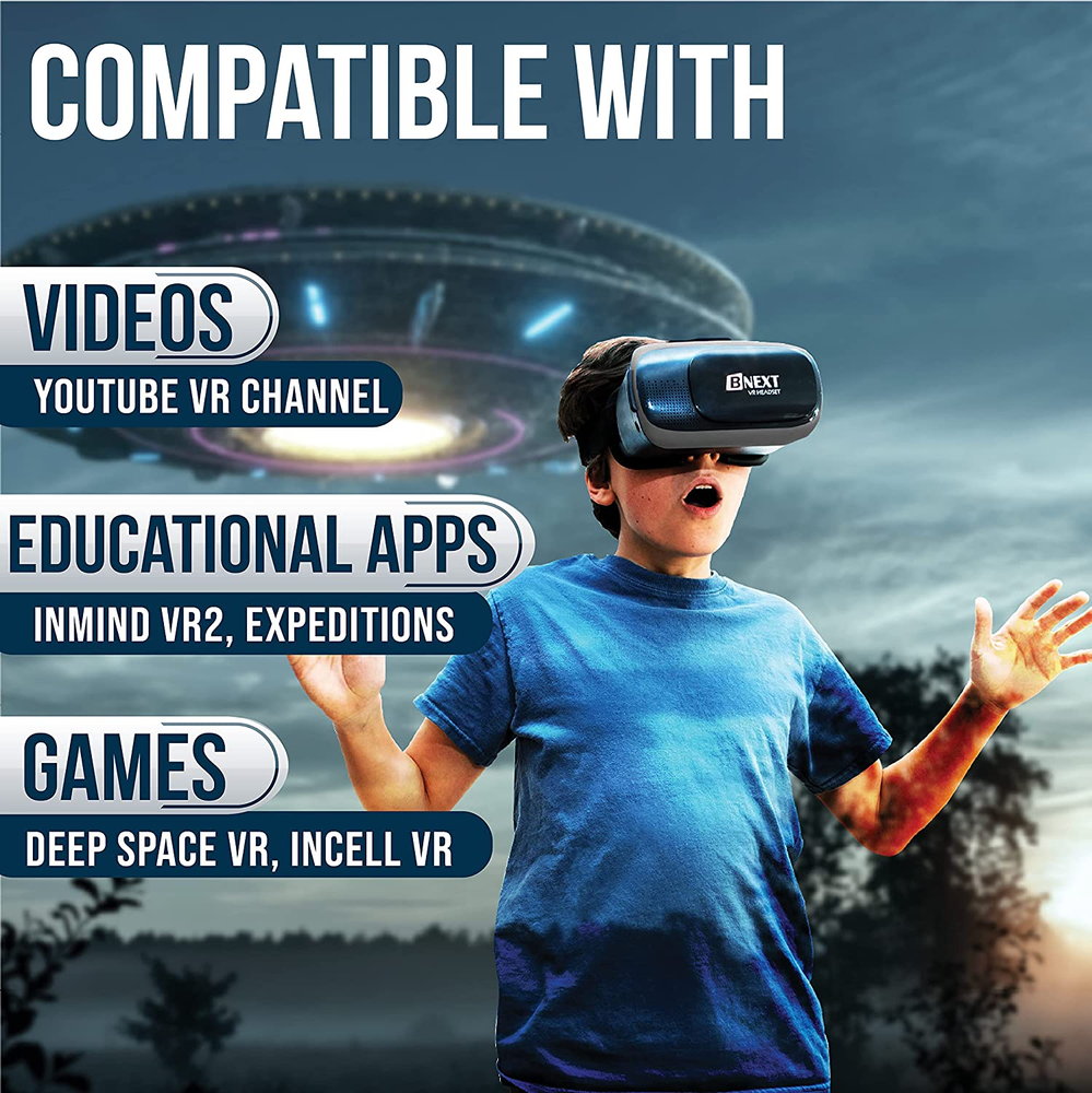 Bnext Silver VR Headset Compatible with Iphone & Android