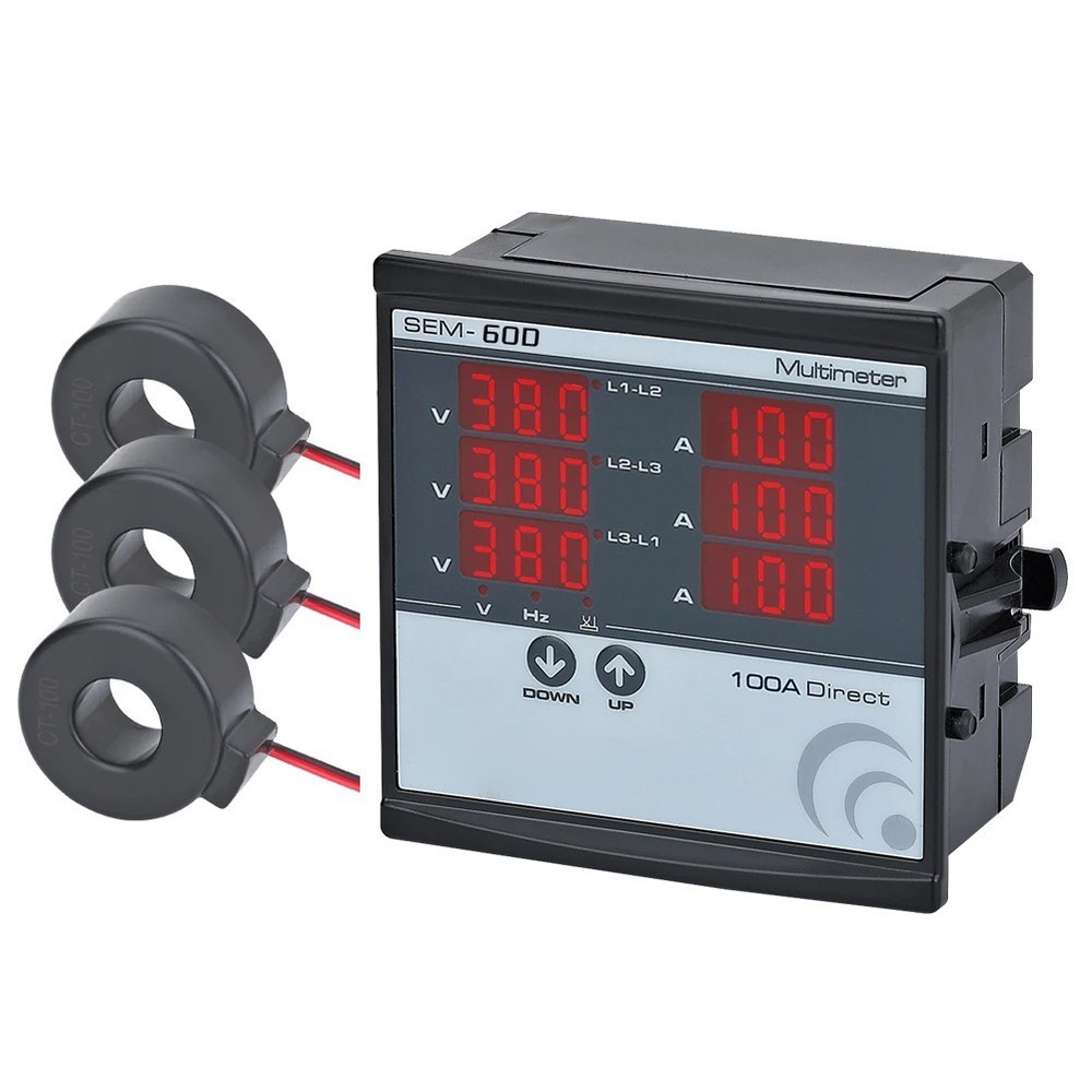 SEMXXD Digital Three Phase Multimeter 220V Voltage Frequency Current Display
