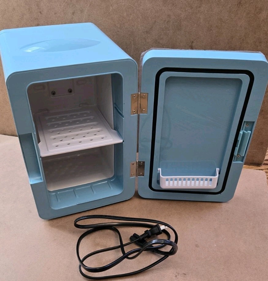 KELL Electronics Counter Top Small Mini Fridge Holds 6 12oz Cans Light Blue