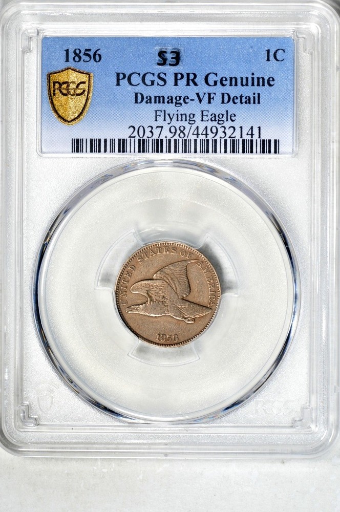 1856 1C Snow-3 Flying Eagle Cent PCGS VF Detail