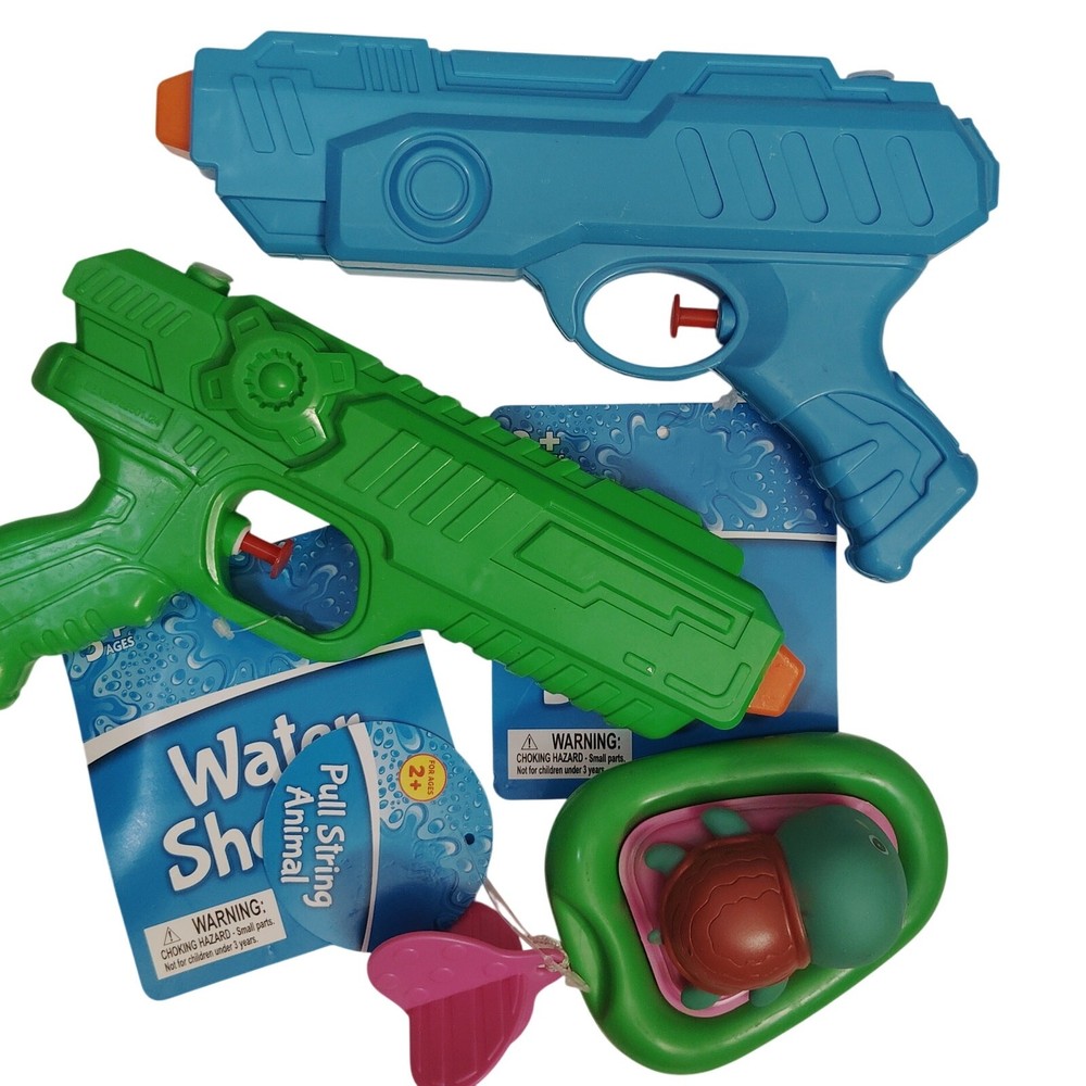 Kids Water Play Pack – 3 PC – Water Shooters + Pull String Animal