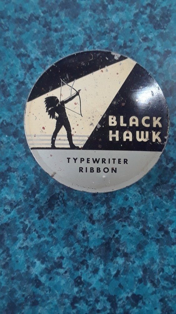 VTG BLACK HAWK TYPEWRITER RIBBON TIN