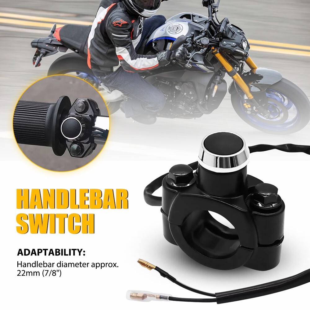 Universal 12V Motorcycle Switch Horn Handlebar Mount Push Button Momentary Start
