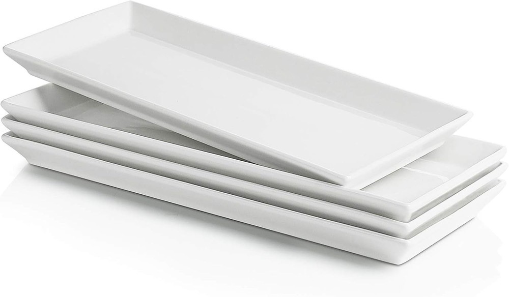 White Serving Platters Porcelain Serving Trays Parties Large Rectangular Plates