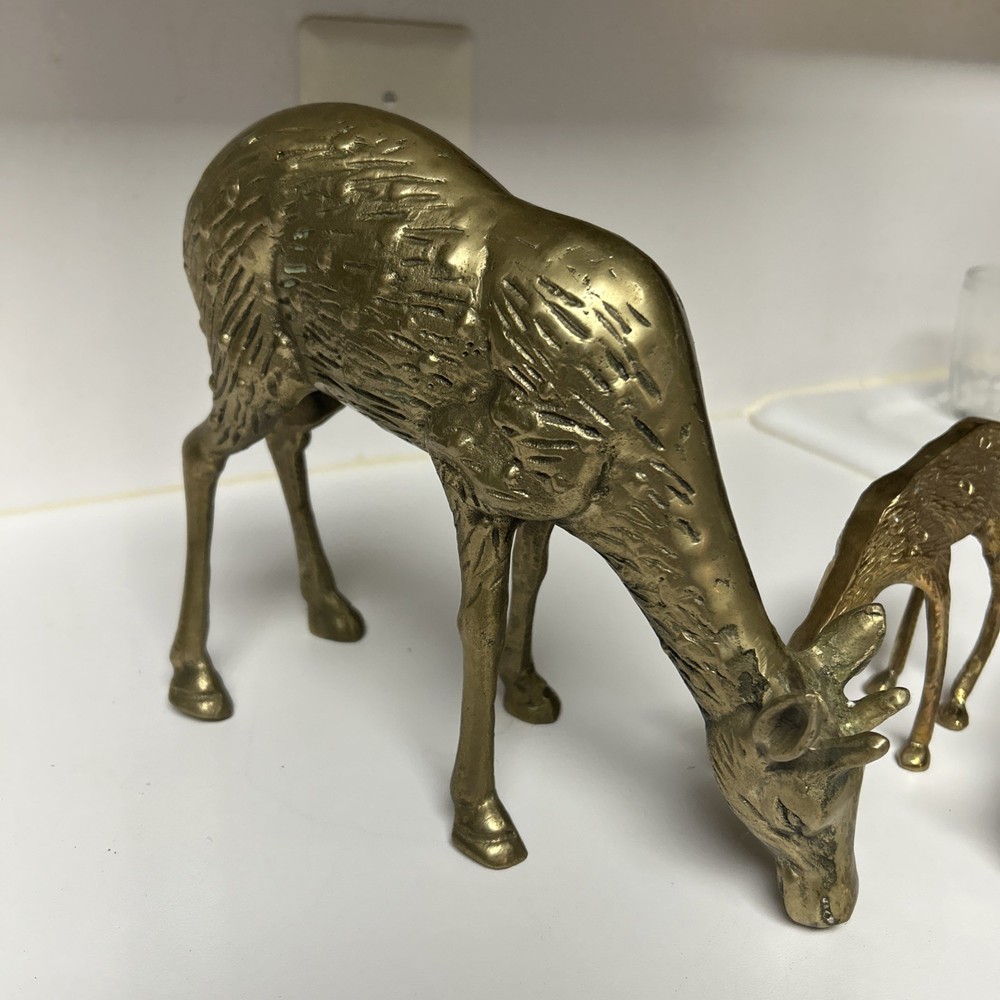 3 Brass Deer figurines 7.5" 4" 4"