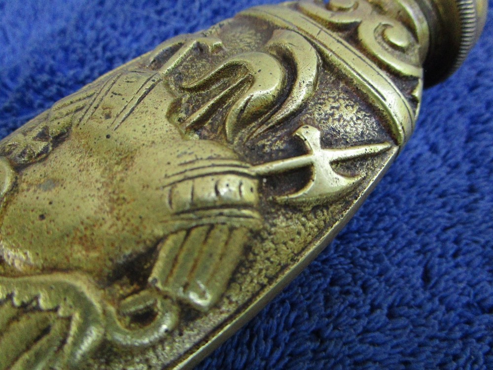 ORIGINAL ANTIQUE US BRASS HANDLE SIDEARM FRATERNAL SHORT SWORD